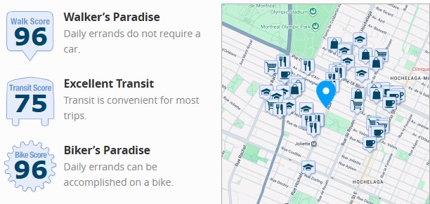 Walk Score map for 3861 Hochelaga